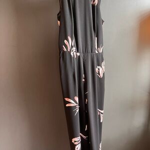 A New Day Black and Pink Floral Jumpsuit
